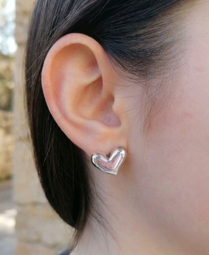 Sterling Silver Heart Stud Earrings