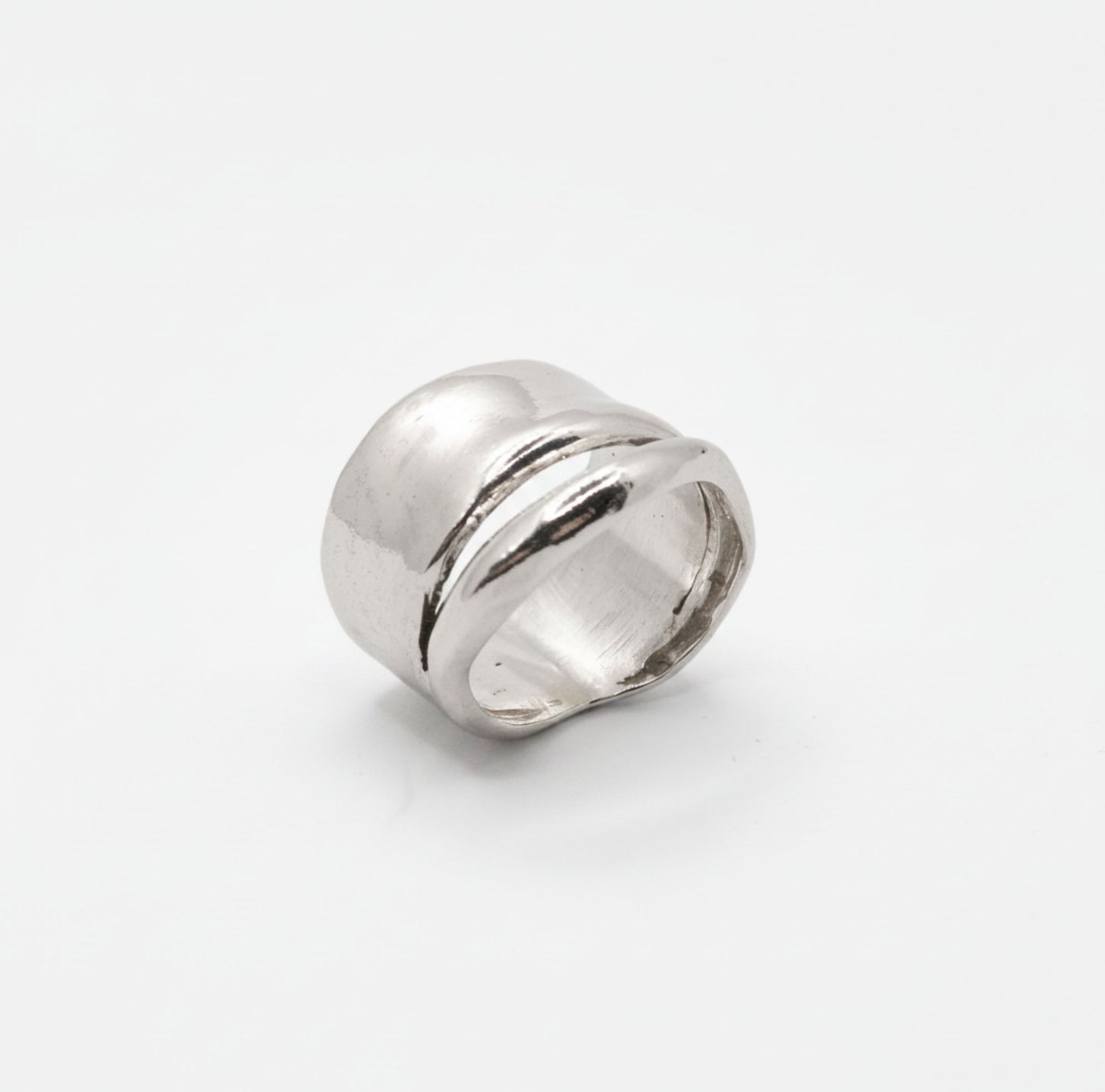 Chunky Silver Ring Wide Band Statement Jewelry Bold Dome Ring Thick Modern Design