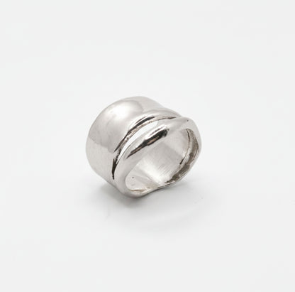 Chunky Silver Ring Wide Band Statement Jewelry Bold Dome Ring Thick Modern Design