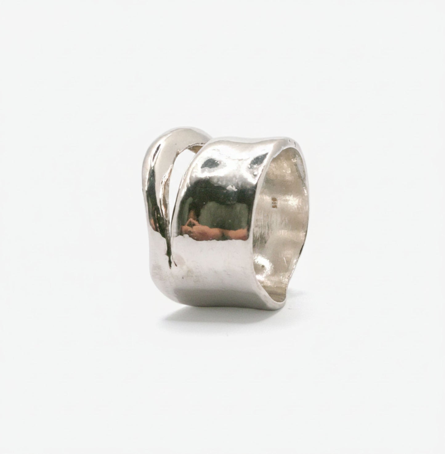 Chunky Silver Ring Wide Band Statement Jewelry Bold Dome Ring Thick Modern Design