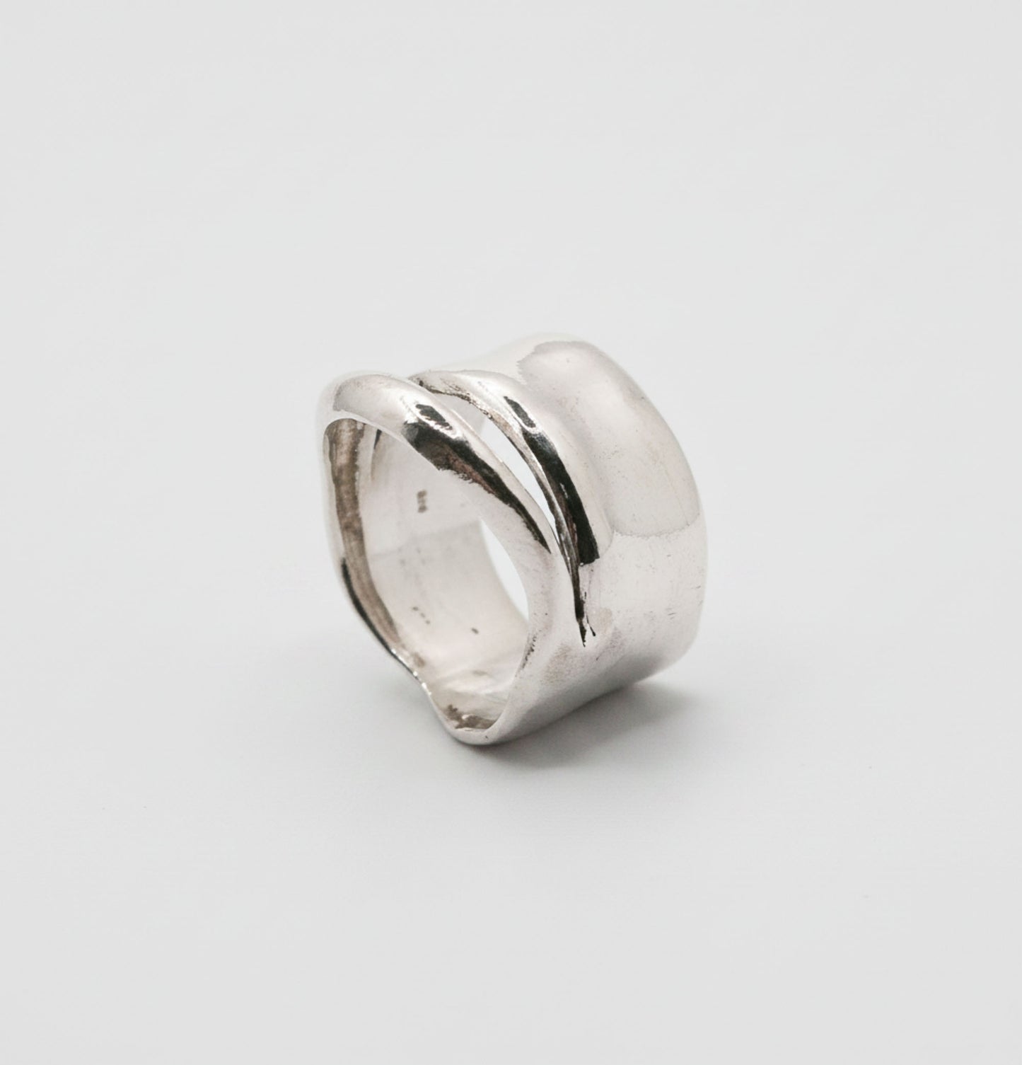 Chunky Silver Ring Wide Band Statement Jewelry Bold Dome Ring Thick Modern Design