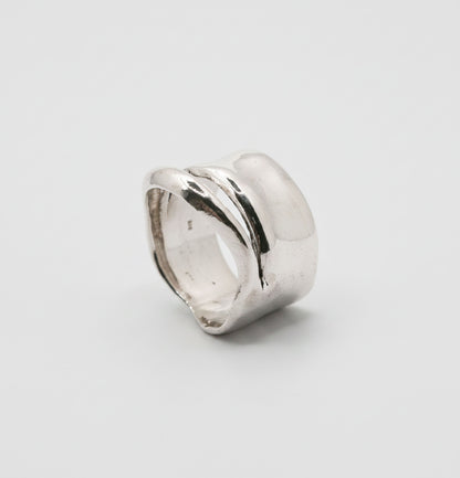 Chunky Silver Ring Wide Band Statement Jewelry Bold Dome Ring Thick Modern Design