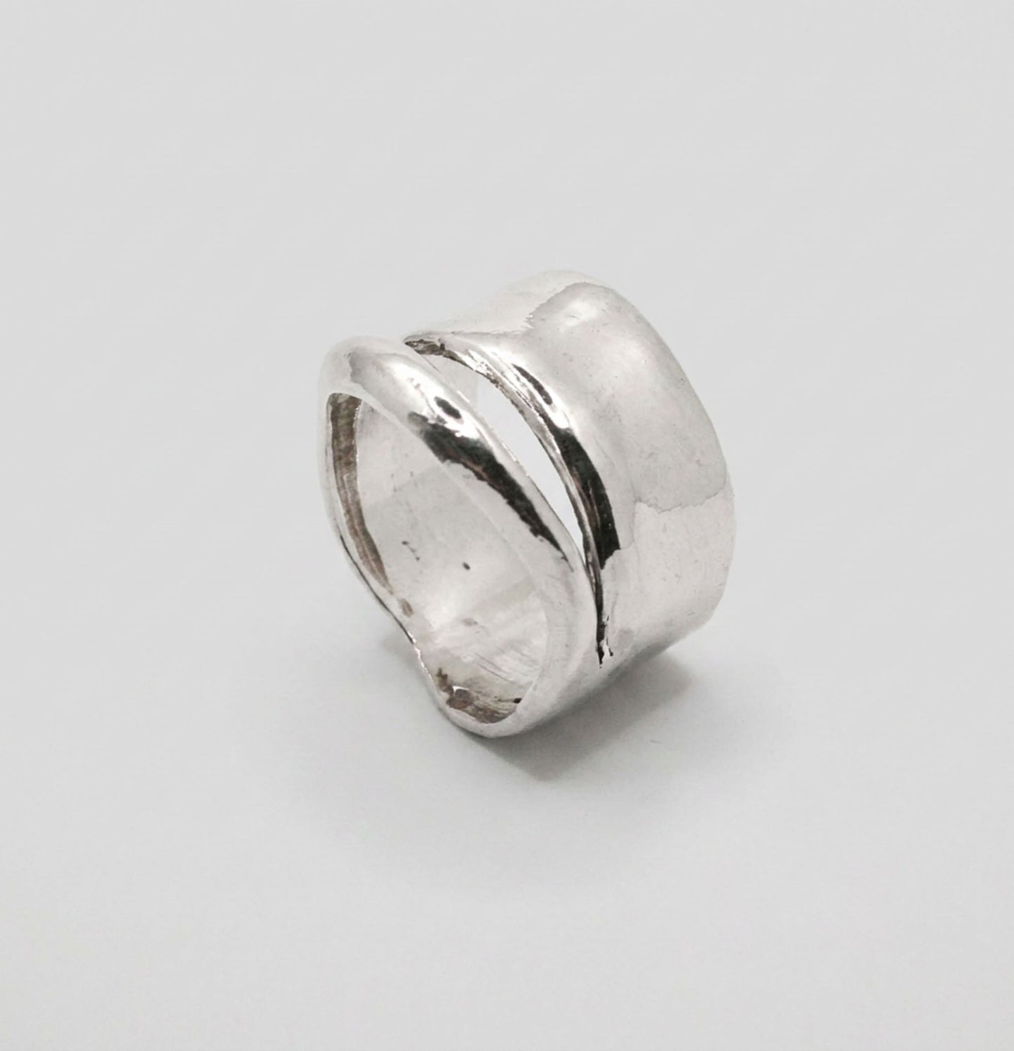 Chunky Silver Ring Wide Band Statement Jewelry Bold Dome Ring Thick Modern Design