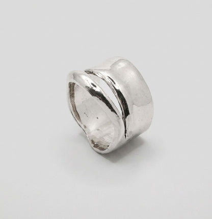 Chunky Silver Ring Wide Band Statement Jewelry Bold Dome Ring Thick Modern Design
