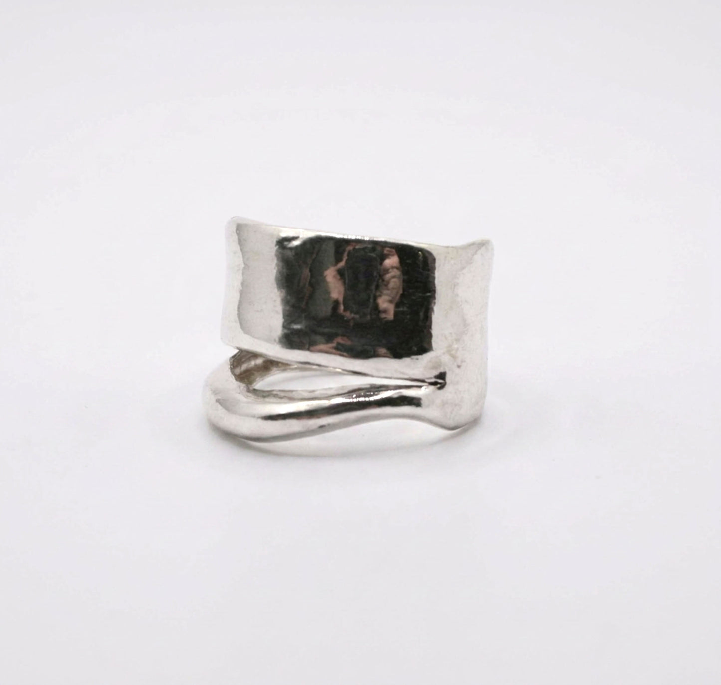 Chunky Silver Ring Wide Band Statement Jewelry Bold Dome Ring Thick Modern Design