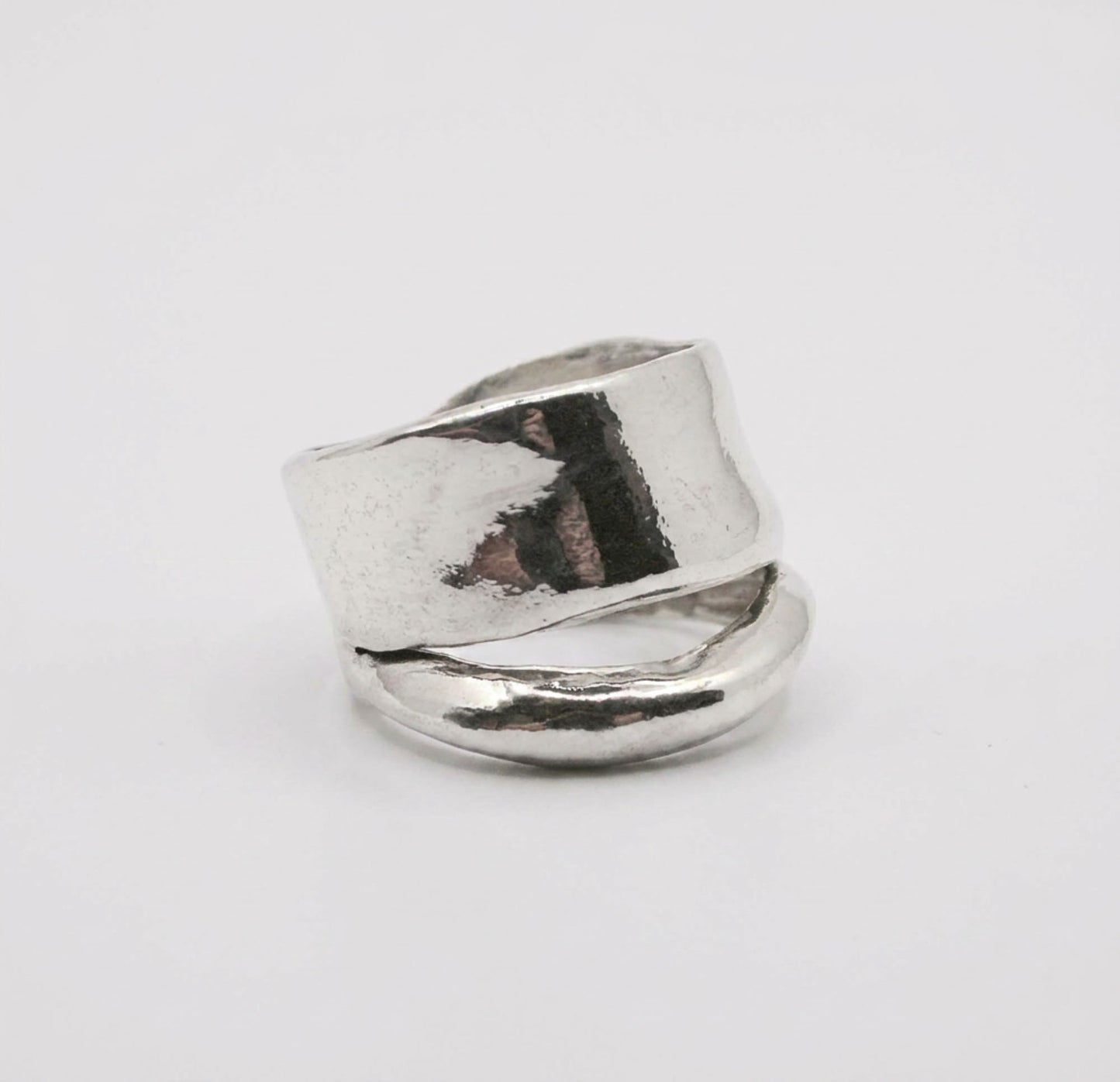 Chunky Silver Ring Wide Band Statement Jewelry Bold Dome Ring Thick Modern Design