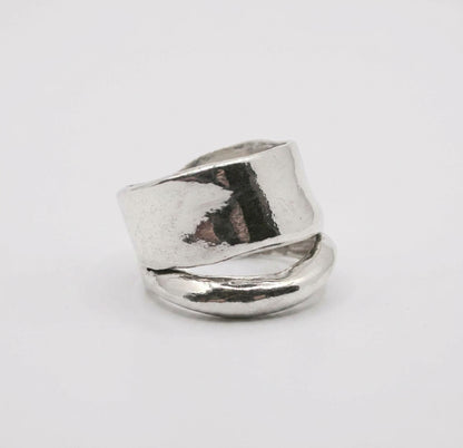 Chunky Silver Ring Wide Band Statement Jewelry Bold Dome Ring Thick Modern Design