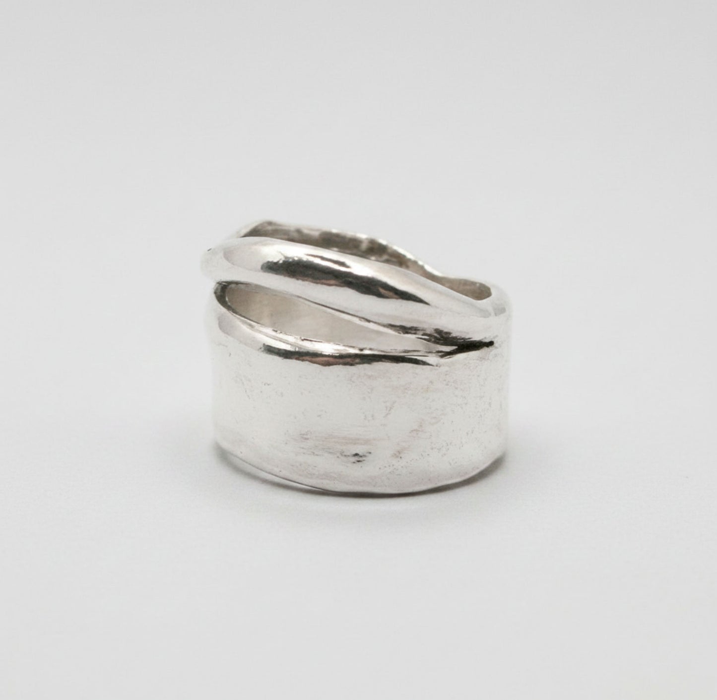 Chunky Silver Ring Wide Band Statement Jewelry Bold Dome Ring Thick Modern Design