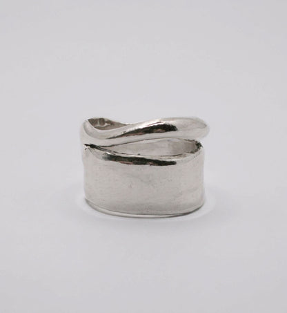 Chunky Silver Ring Wide Band Statement Jewelry Bold Dome Ring Thick Modern Design