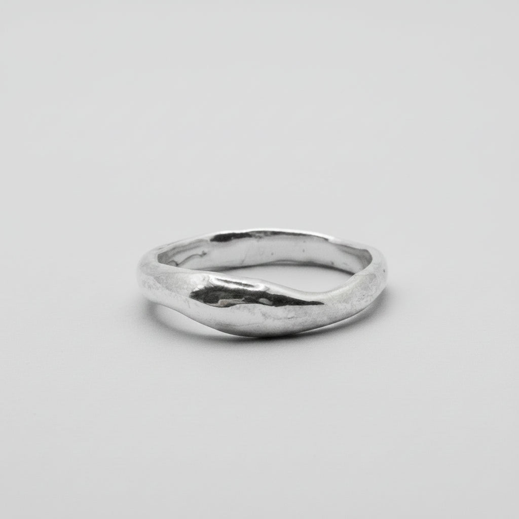 Organic Shape Ring, Irregular Sterling Silver Band, Modern Minimalist Jewelry