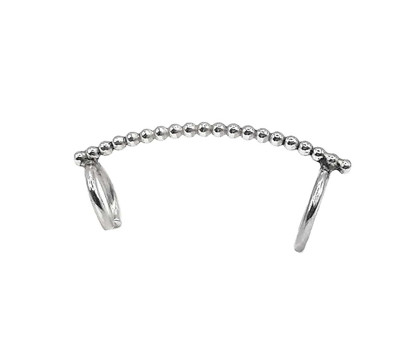 Long Beaded Sterling Silver Ear Cuff – No Piercing