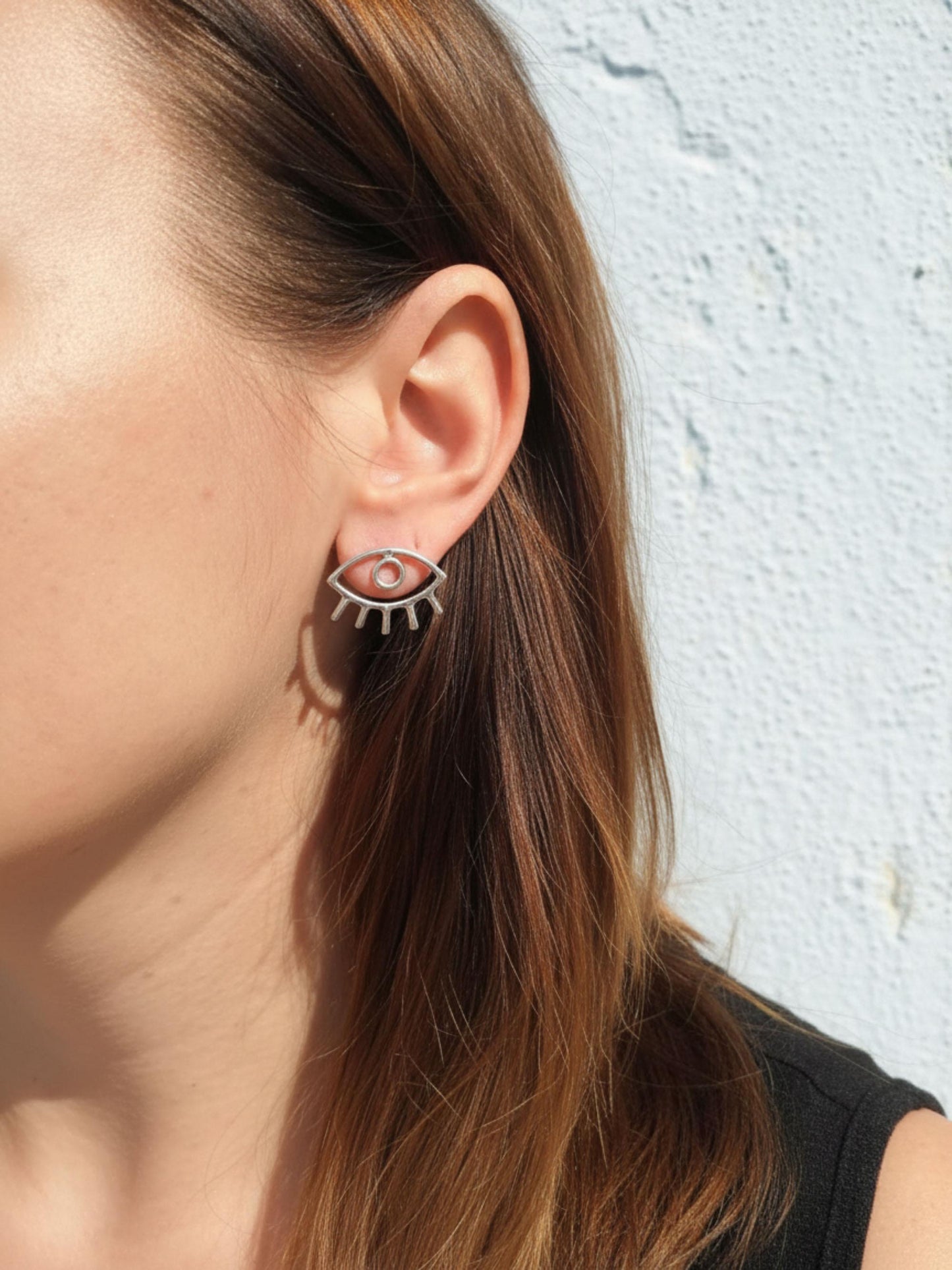 Evil Eye Sterling Silver Stud Earrings