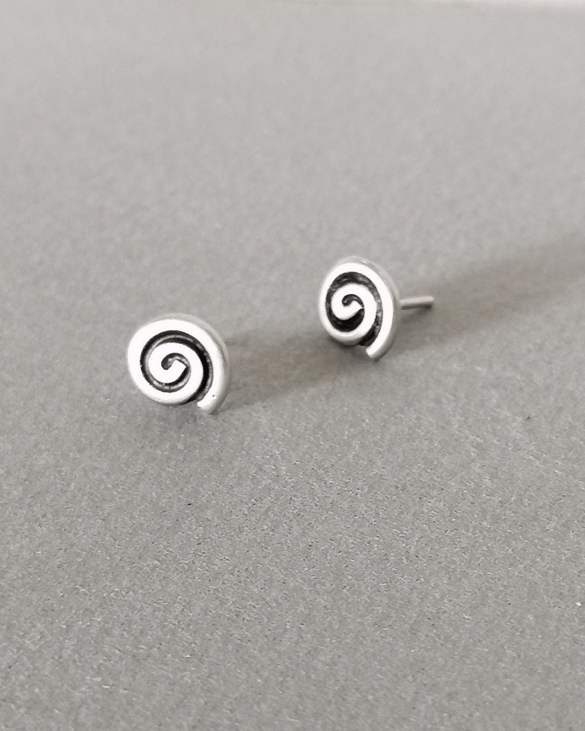 sterling silver spiral stud earrings 925 minimal
