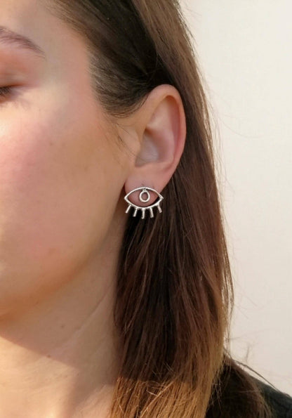 Evil Eye Sterling Silver Stud Earrings