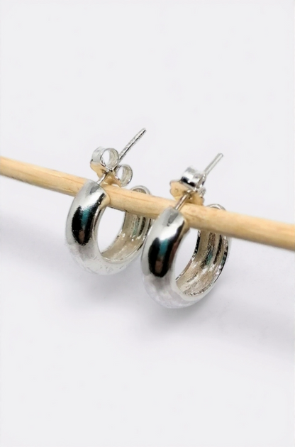 Chunky Sterling Silver Hoops – Minimalist Everyday Earrings