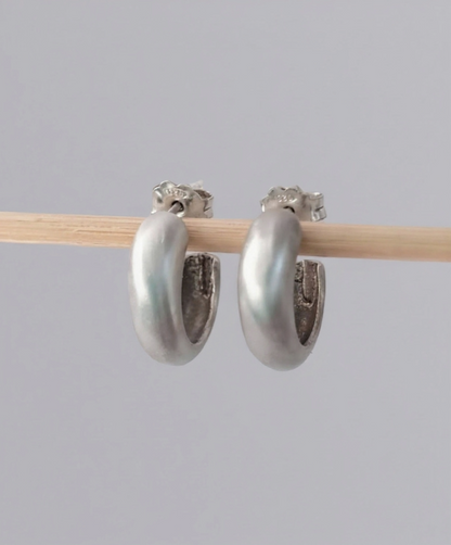 Chunky Sterling Silver Hoops – Minimalist Everyday Earrings