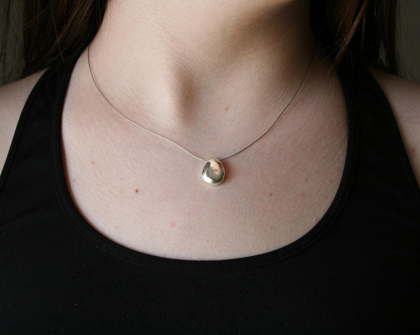 Sterling Silver Pebble Pendant Necklace