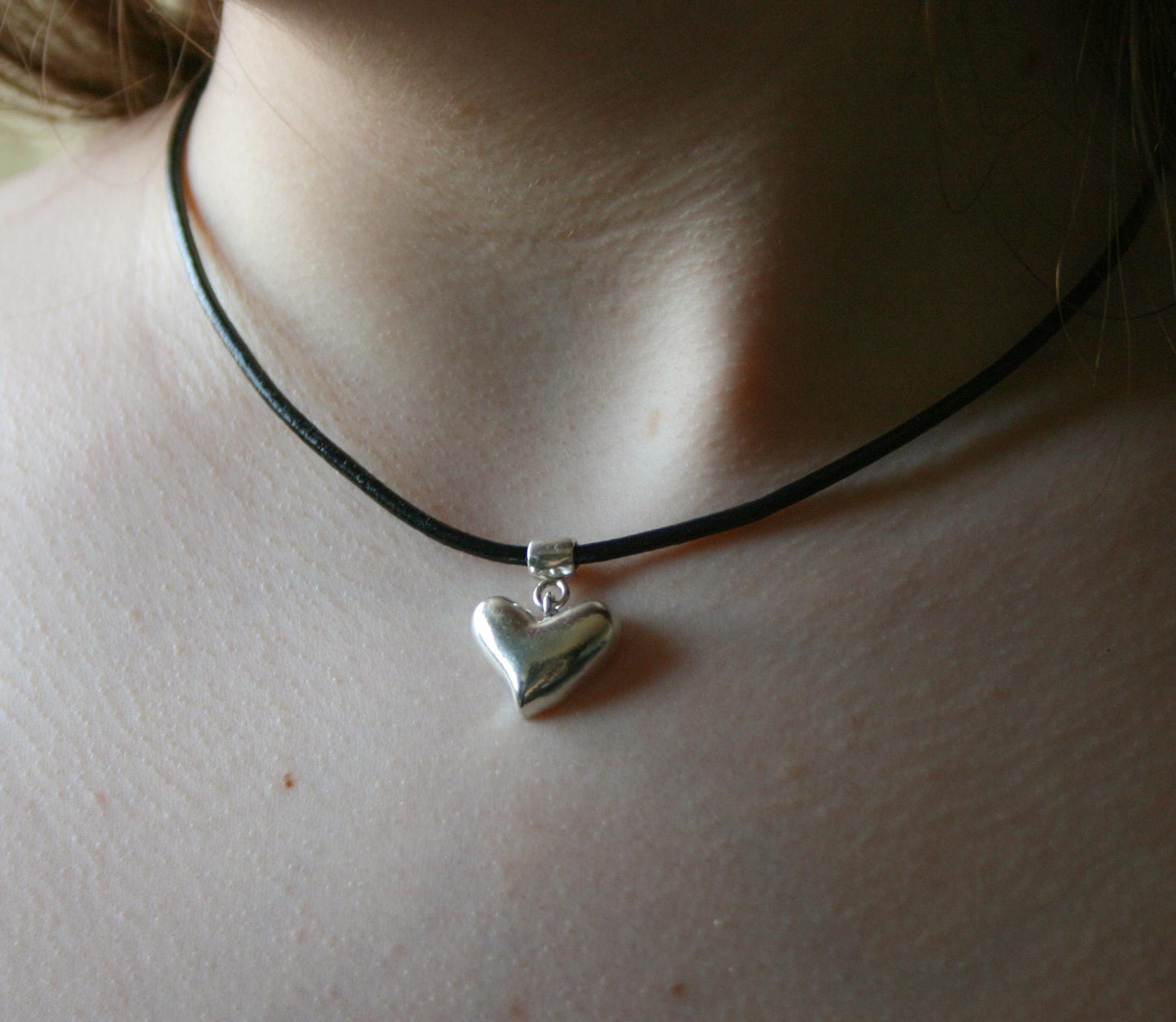 Puffy Heart Sterling Silver Necklace