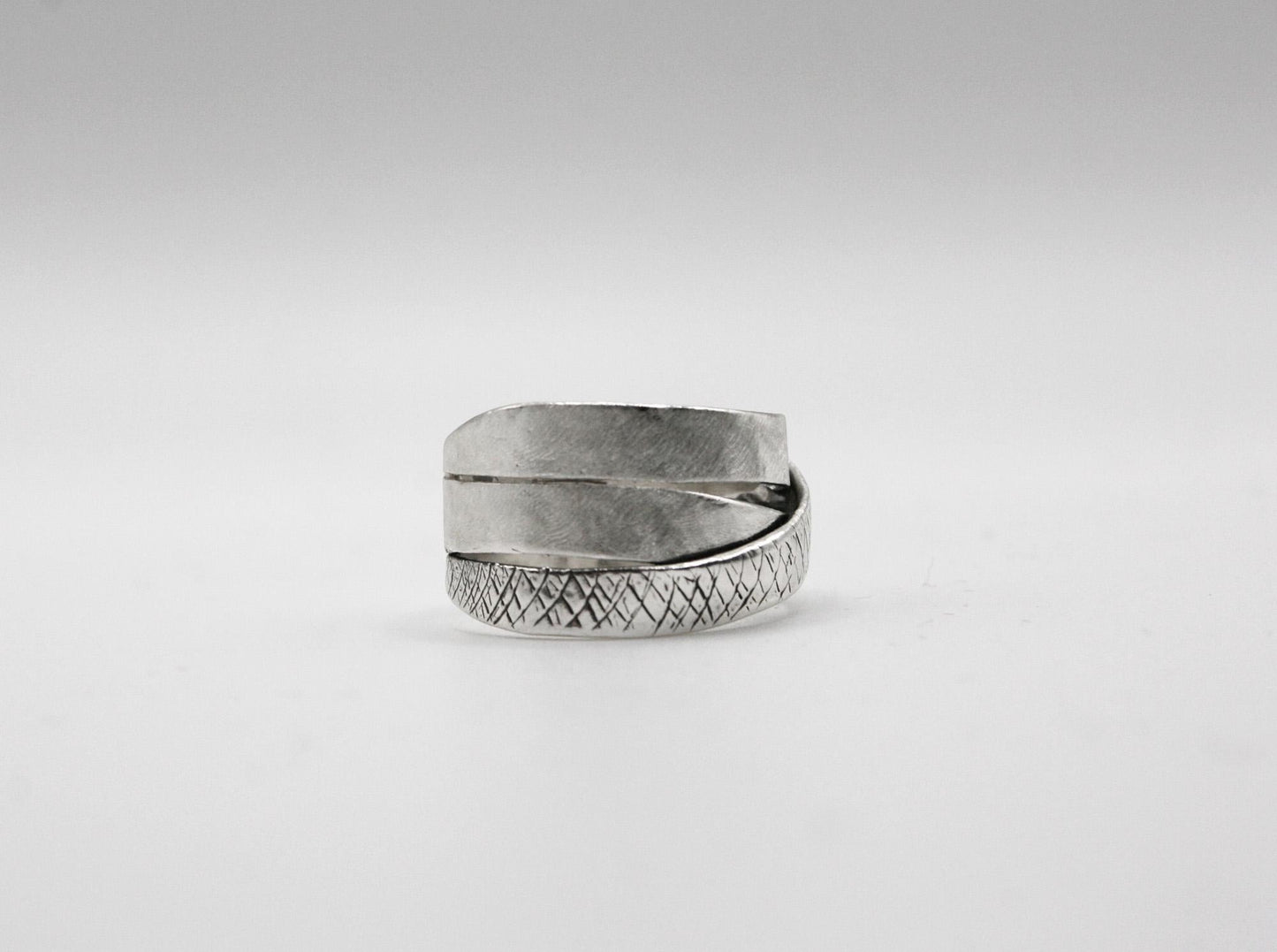 Wide Sterling Silver Ring for Women | 925 Multi-Band Textured Statement Ring