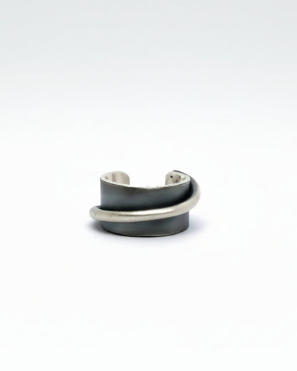 Two silver rings stacked on a white background