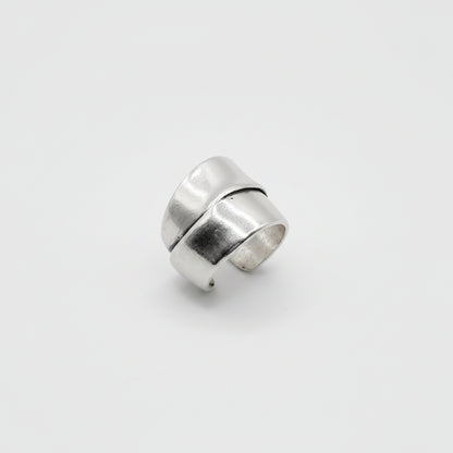 Silver ring on a white background