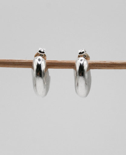 Small Chunky Sterling Silver Hoop Earrings