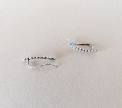Tiny Circle Ear Climbers – Sterling Silver Dot Earrings