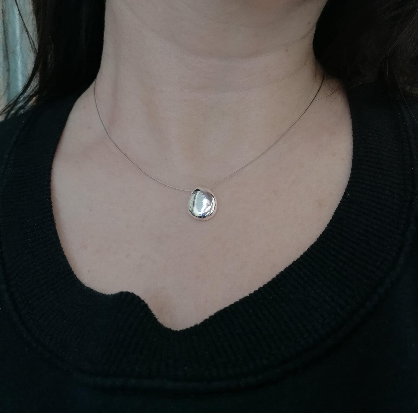 Sterling Silver Pebble Pendant Necklace