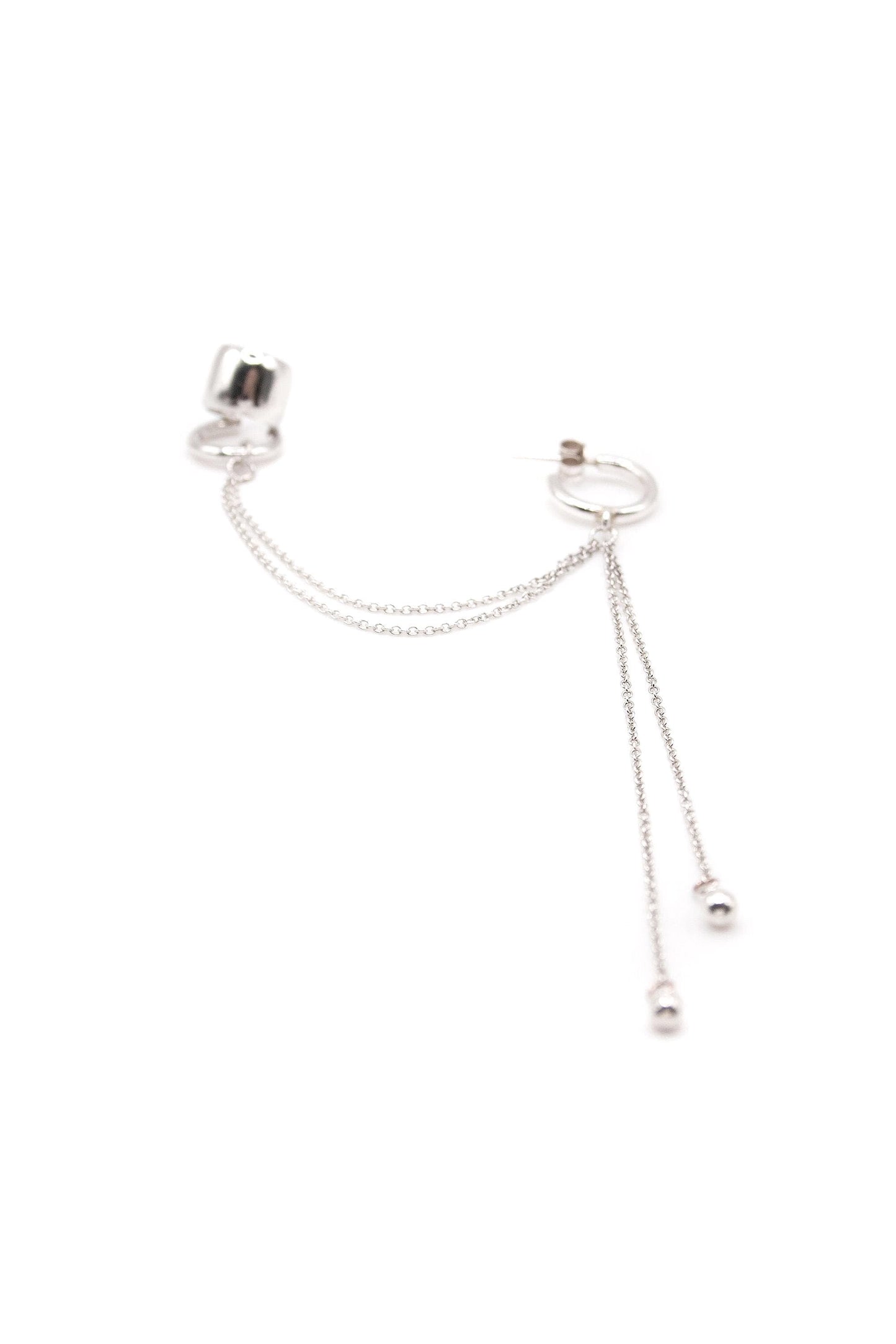 Helix Chain Ear Cuff and Hoop Earring – Sterling Silver