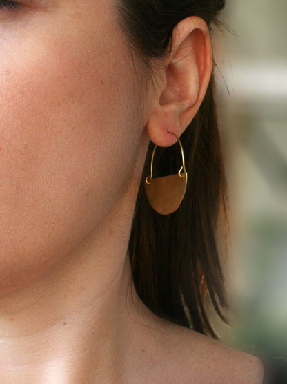 Crescent Hoop Earrings – Gold Brass