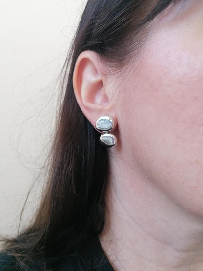 Organic Silver Pebble Stud Earrings – Sterling Silver