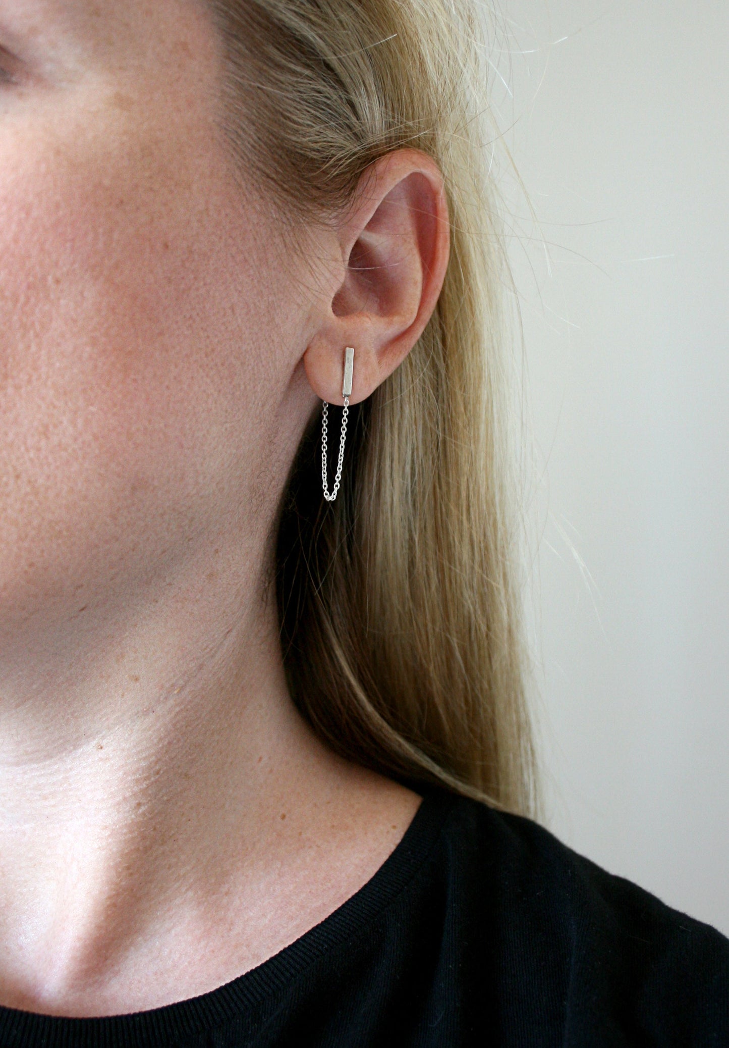 Sterling Silver 925 Chain Link Earrings : Hypoallergenic Everyday Wear