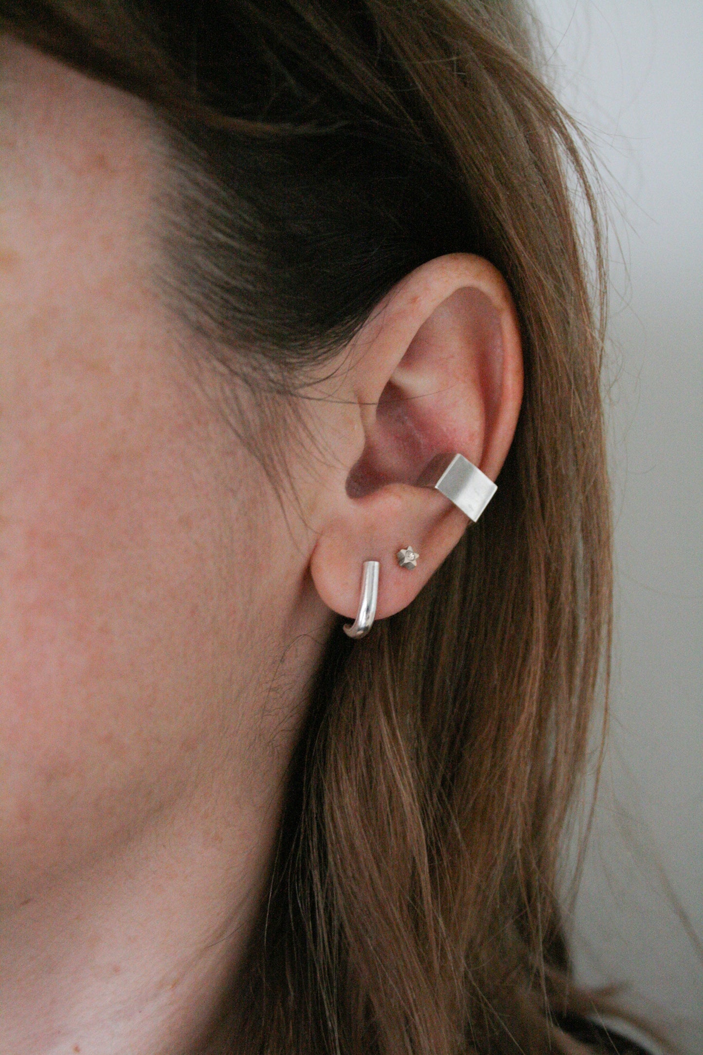 Unusual Chunky Conch Ear Cuff Earring Sterling Silver 925 Geometric Jewellery