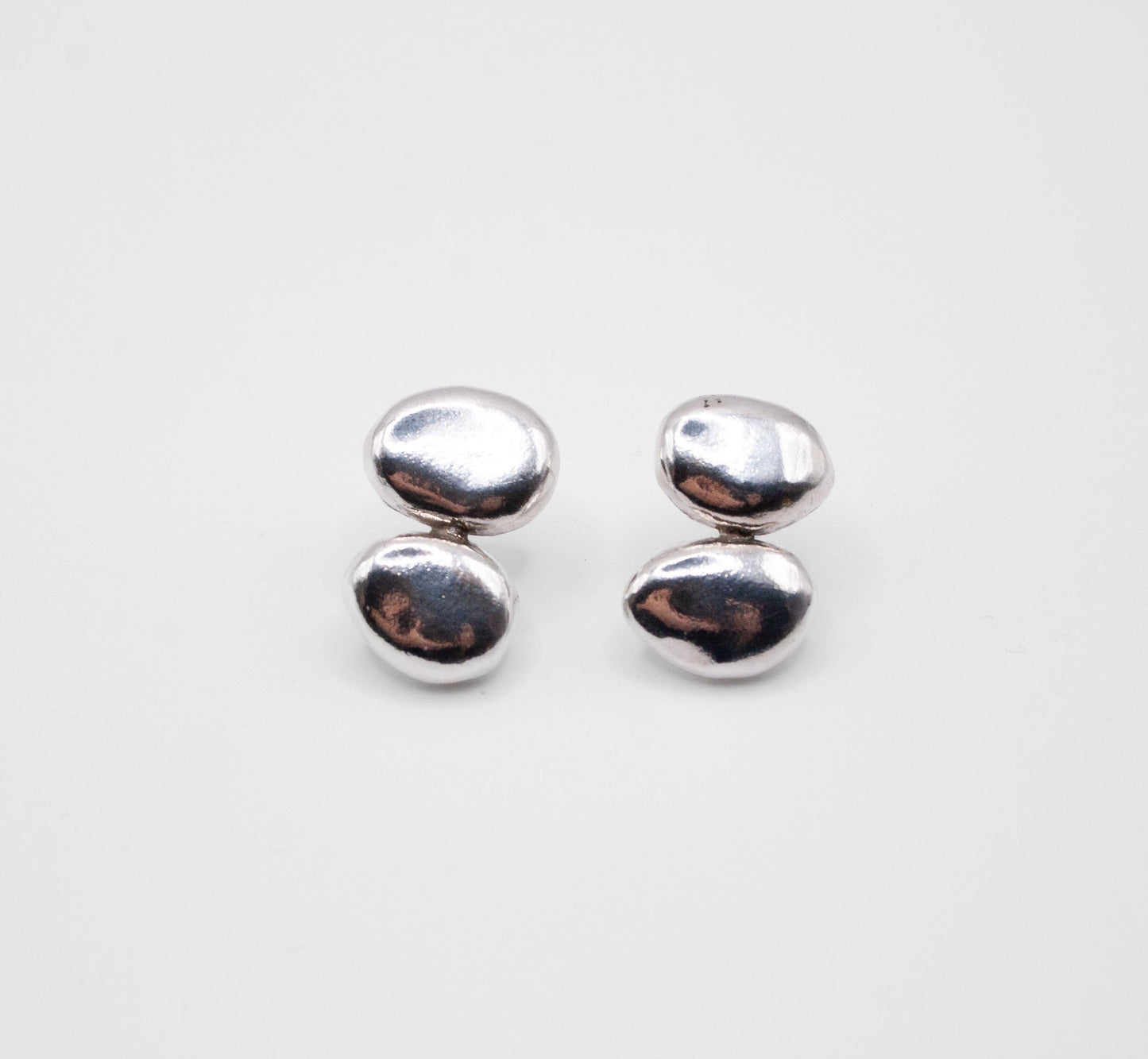 Organic Silver Pebble Stud Earrings – Sterling Silver