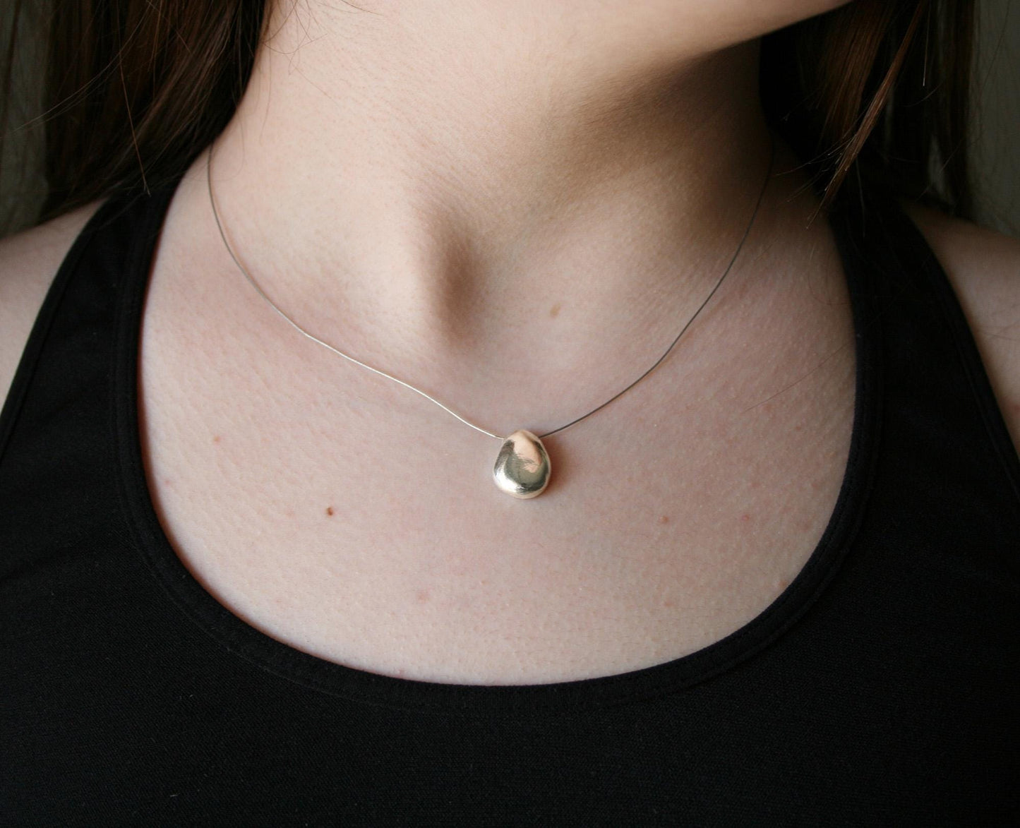 Sterling Silver Pebble Pendant Necklace