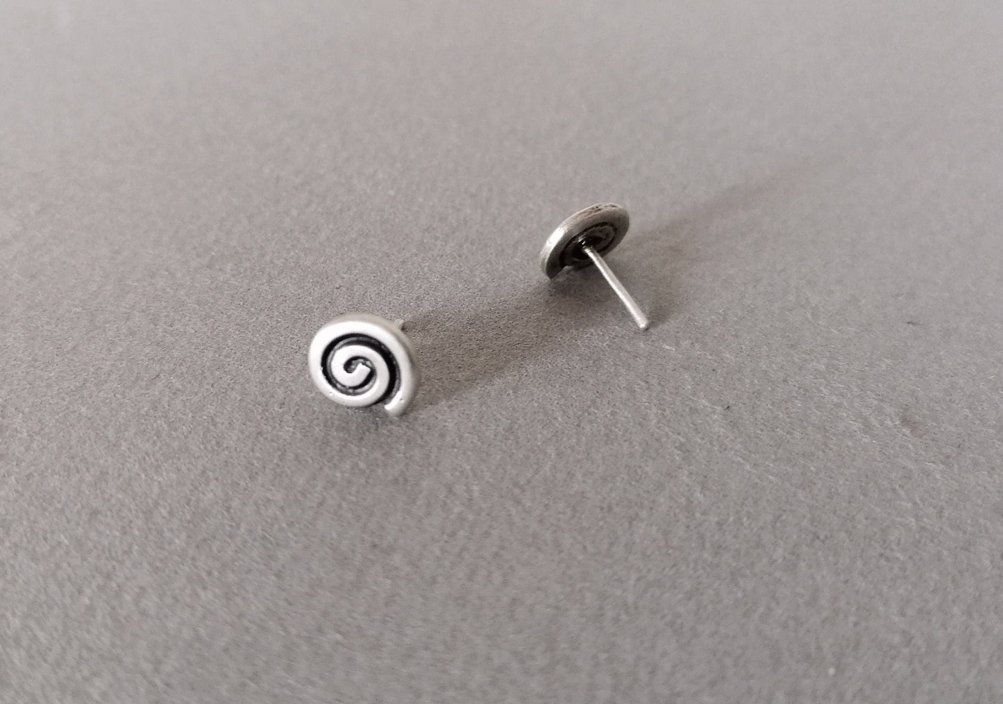 Sterling Silver Spiral Stud Earrings 925 – Minimal Greek Symbol Jewelry for Women