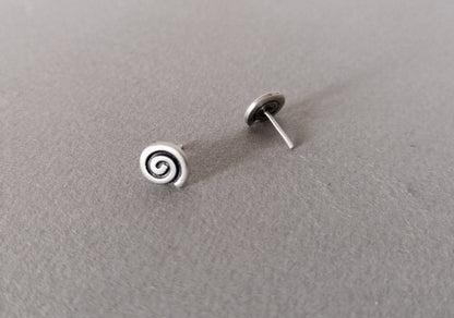 Sterling Silver Spiral Stud Earrings 925 – Minimal Greek Symbol Jewelry for Women