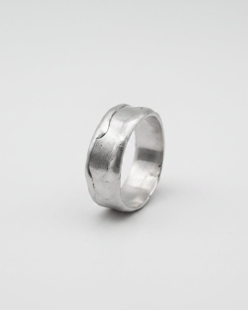 Silver ring on a white background