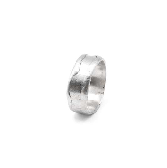 Silver ring on a white background