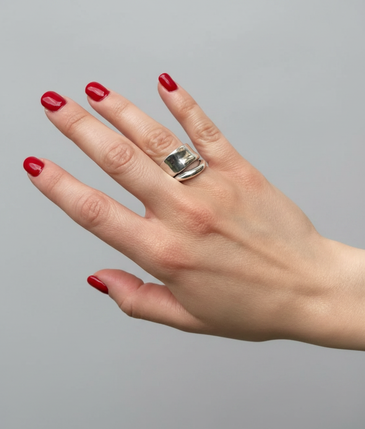 Chunky Silver Ring Wide Band Statement Jewelry Bold Dome Ring Thick Modern Design