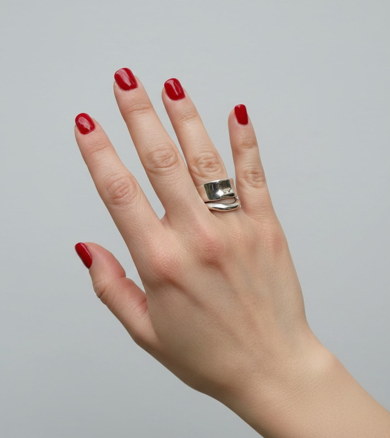 Chunky Silver Ring Wide Band Statement Jewelry Bold Dome Ring Thick Modern Design