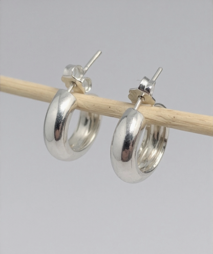 Chunky Sterling Silver Hoops – Minimalist Everyday Earrings