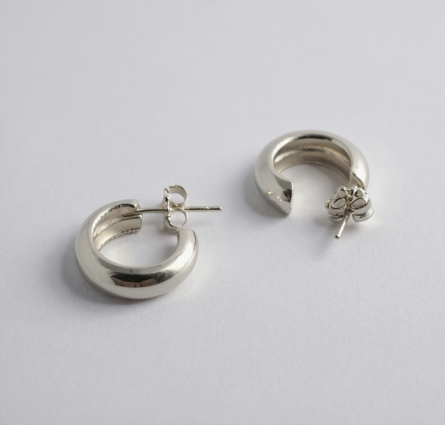 Chunky Sterling Silver Hoops – Minimalist Everyday Earrings