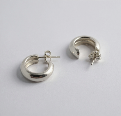 Chunky Sterling Silver Hoops – Minimalist Everyday Earrings