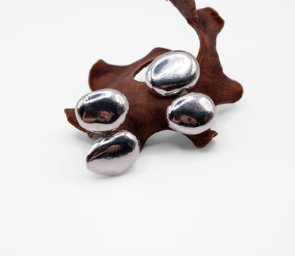 Organic Silver Pebble Stud Earrings – Sterling Silver