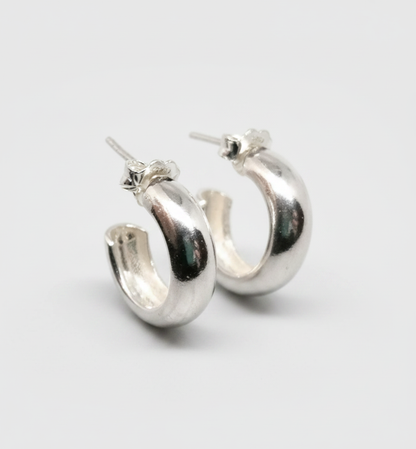 Chunky Sterling Silver Hoops – Minimalist Everyday Earrings
