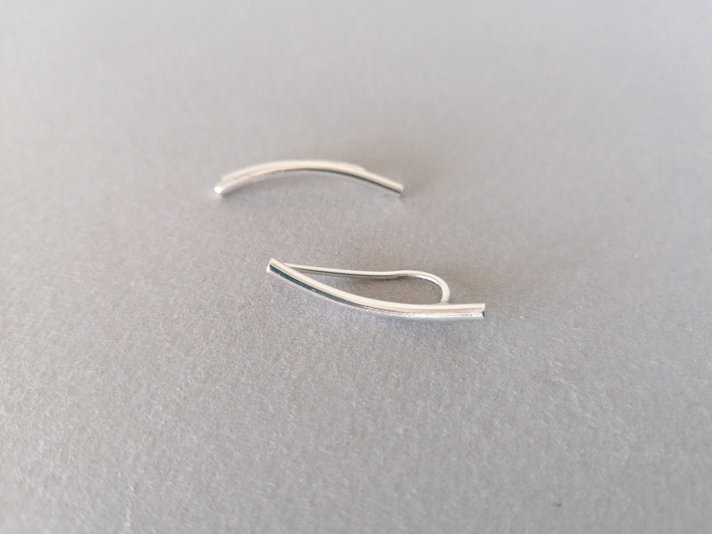 Sterling Silver Ear Climber 925 – Minimal Curved Bar Earring for Women