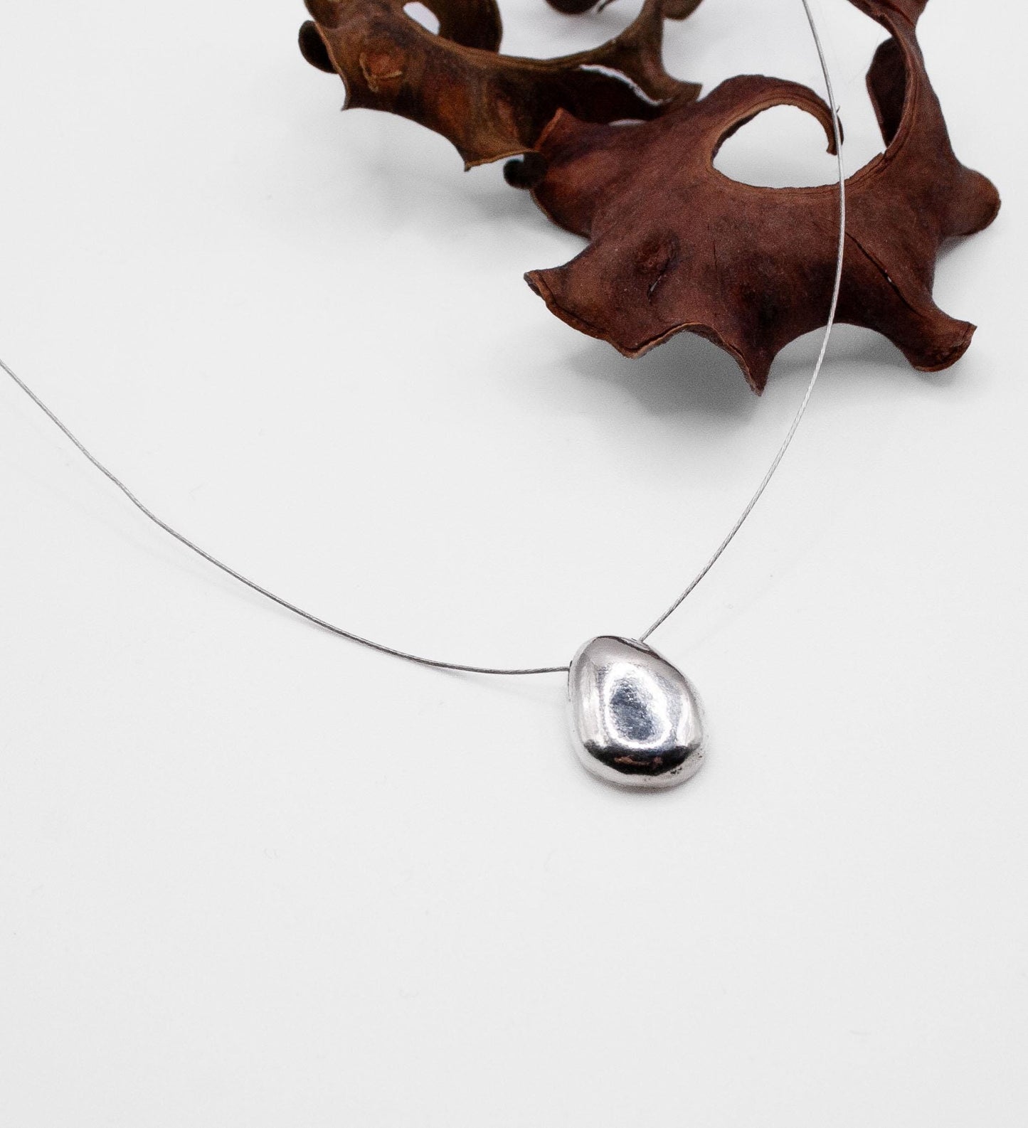 Sterling Silver Pebble Pendant Necklace