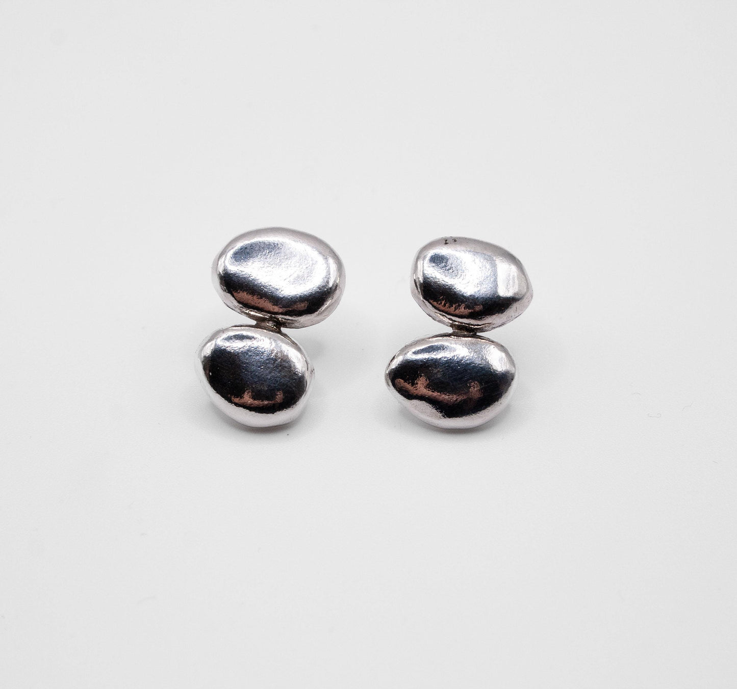 Organic Silver Pebble Stud Earrings – Sterling Silver