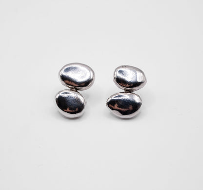 Organic Silver Pebble Stud Earrings – Sterling Silver